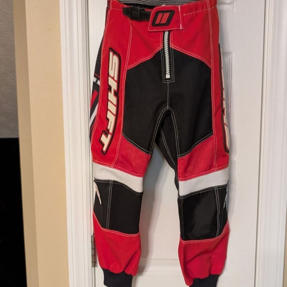 SHIFT Red Black White Motorcycle Motocross Pants Childrens Size 26